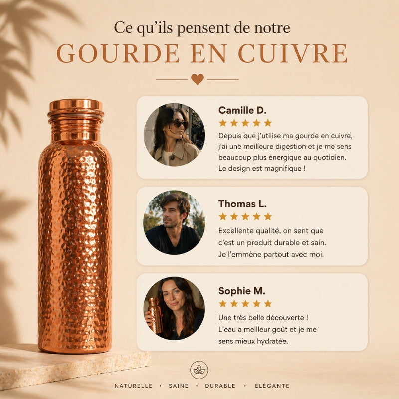 Gourde en Cuivre – MyTamra™ | L’Eau Purifiée Naturellement, Sans Plastique