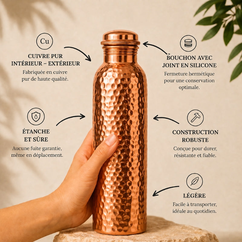 Gourde en Cuivre – MyTamra™ | L’Eau Purifiée Naturellement, Sans Plastique